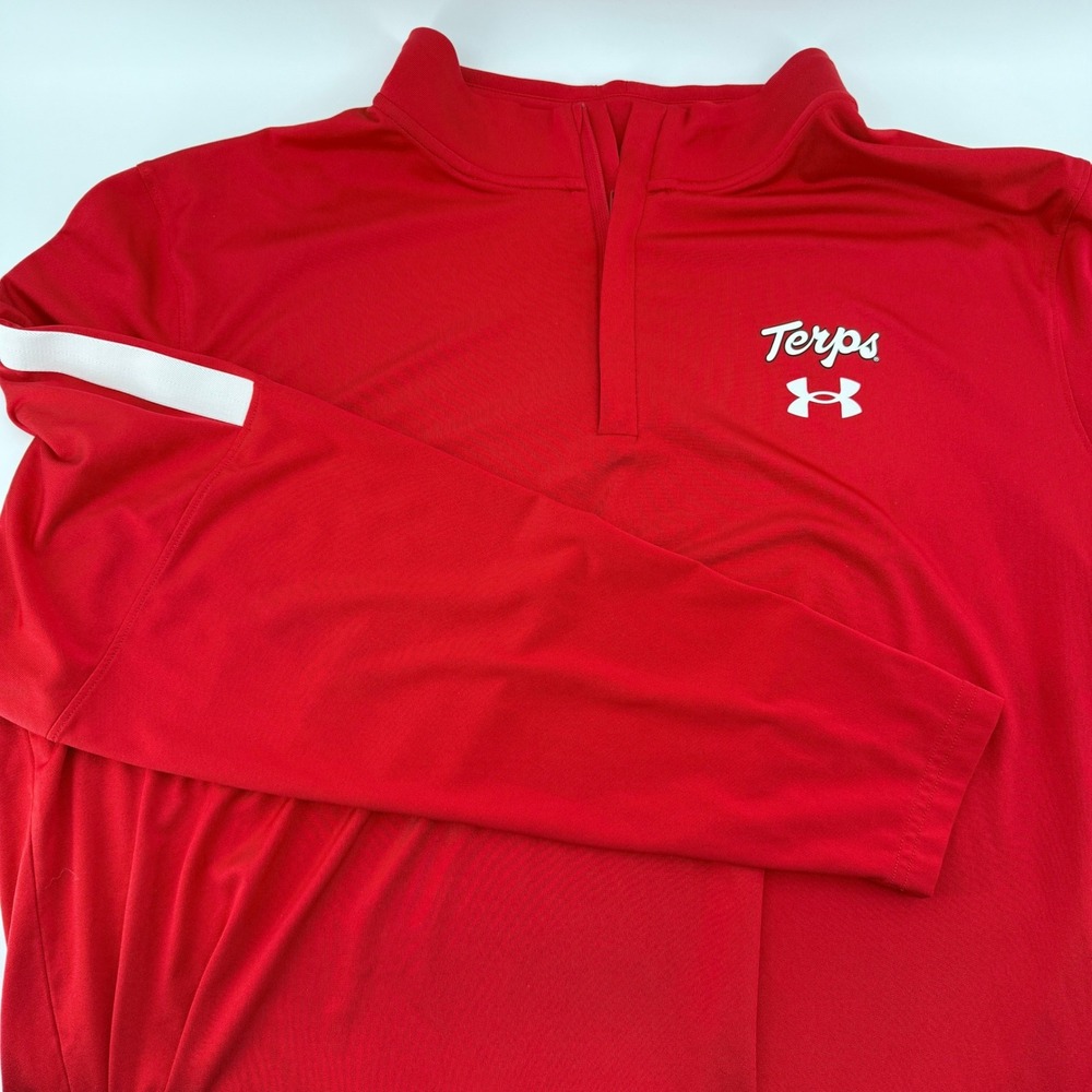 Under Armour Pullover 1/4 Zip Terps Men's 2XL Long Sleeve Top Red